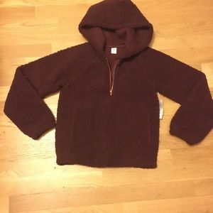 Fleece 1/4 zip hooded top